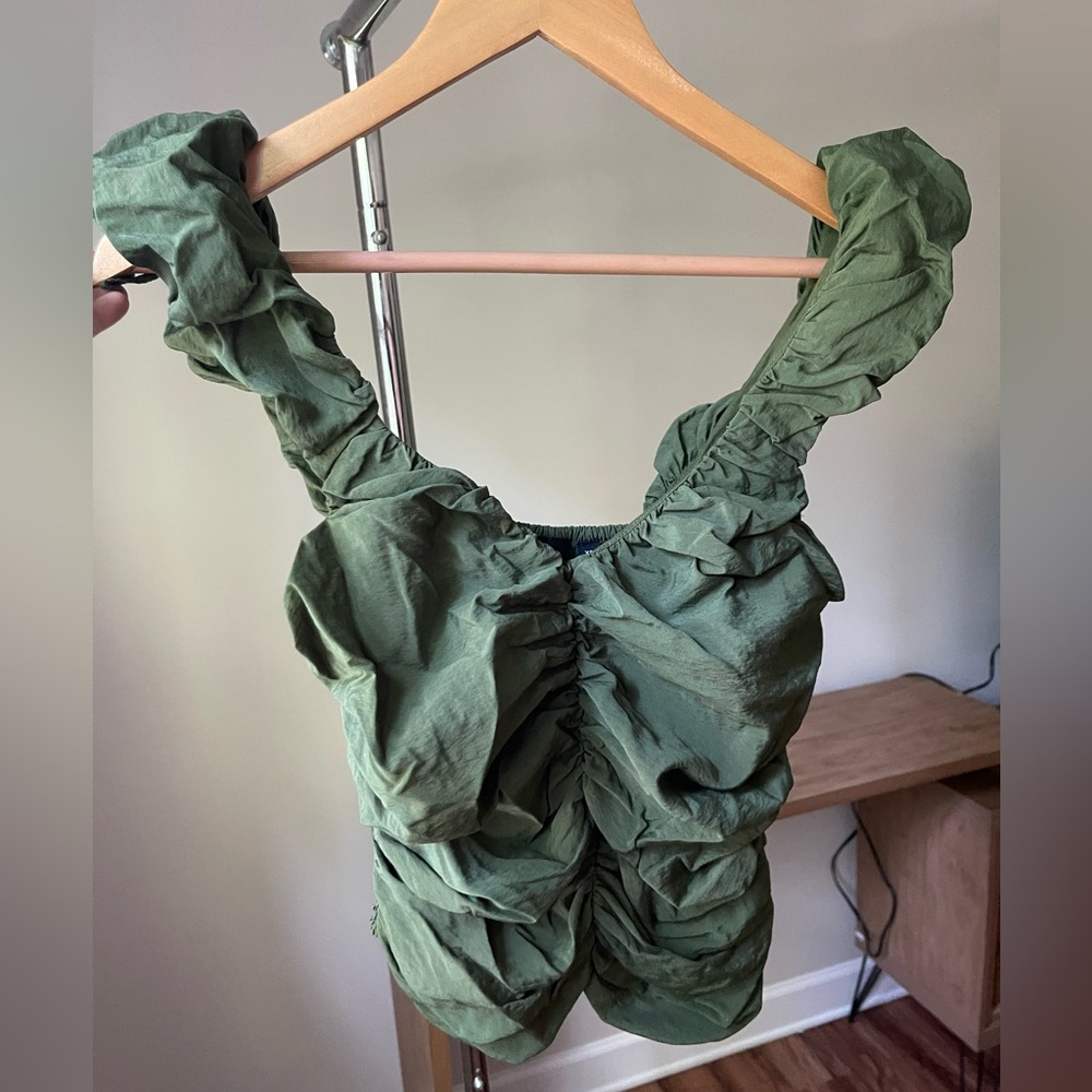 GAP Green Ruffled Top